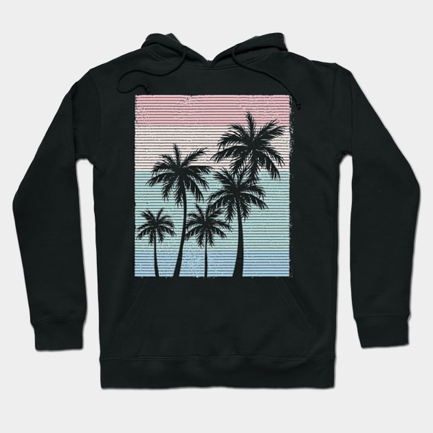 Palm Tree Tropical Beach Pastel Color Vacation Hoodie by CreativeSalek